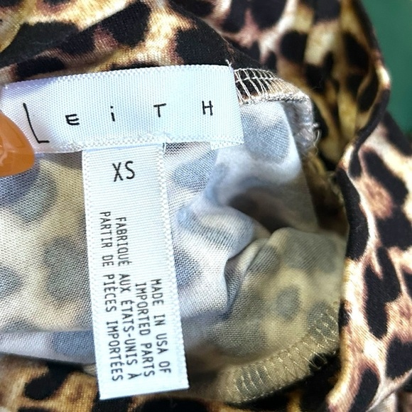 Leith Leopard Print Mock Neck Long Sleeve Bodycon Dress Tan Concord SZ XS - Picture 8 of 9